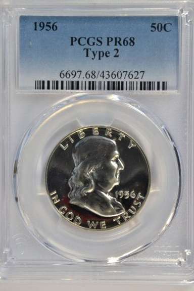 Near Flawless 1956 PCGS PR68 graded Franklin Half Dollar