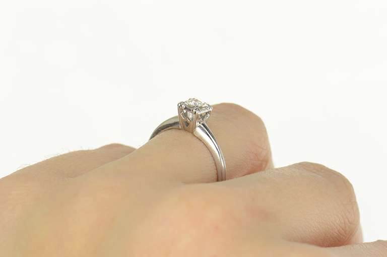 14K White Gold 0.16 Ct 1940's Diamond Solitaire Engagement Ring