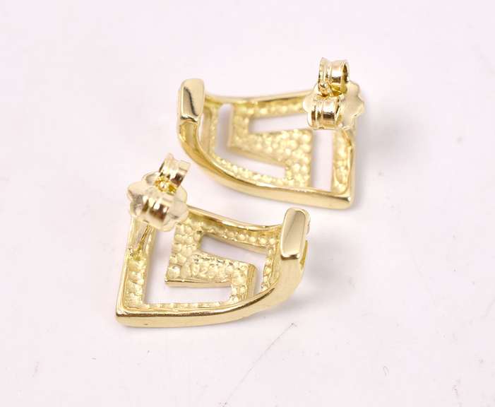 Gorgeous Greek Key Earrings in 14K Yellow Gold