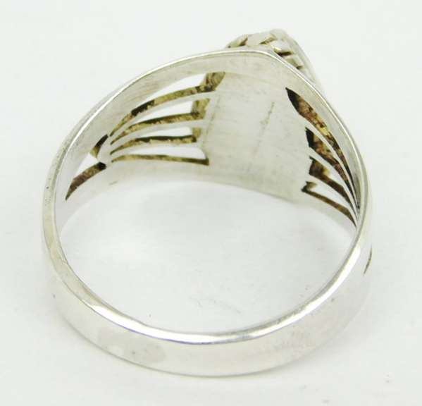 Wide Sterling Lapis Ring, Size 6.5