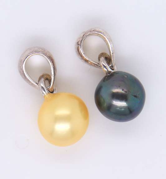 Lot of 2 Sterling Silver Pearl Pendants