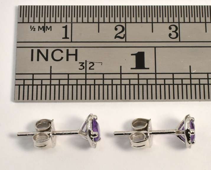 Nice Amethyst & Diamond Studs in 14K WG