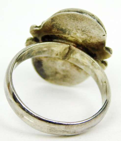 Vintage Sterling Red Coral Ring, Size 8