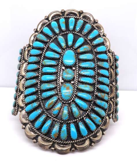 Vintage Sterling Silver Signed Turquoise Cuff Bangle