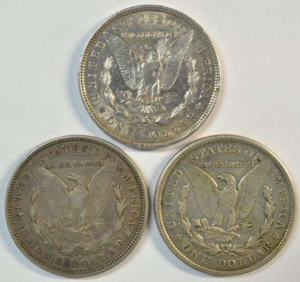 1921 P-D-S Morgan Silver Dollars. Last year of issue