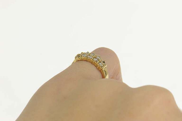 14K Yellow Gold 0.35 Ctw Diamond Striped Wedding Band Ring
