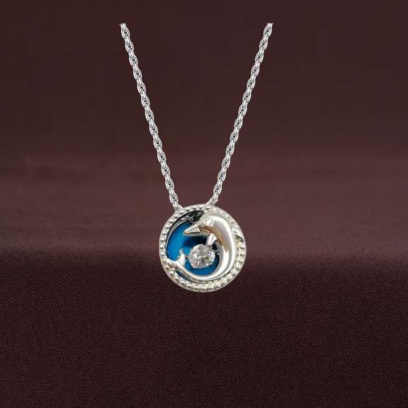 Blue Enamel Dolphin Playing Pendant