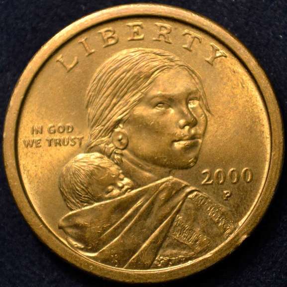 2000-P Sacagawea Dollar Wounded Eagle Variety, Circulated.