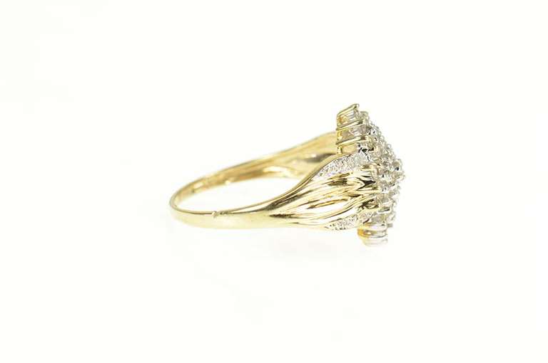 14K Yellow Gold 0.50 Ctw Diamond Cluster Classic Statement Ring