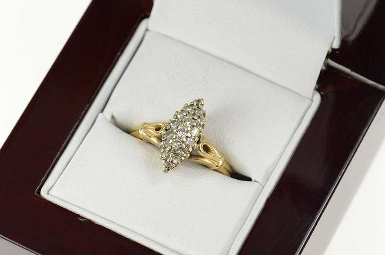 14K Yellow Gold 0.23 Ctw Cluster Diamond Engagement Ring