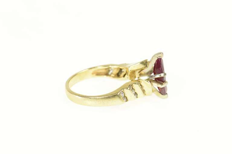 14K Yellow Gold 1.20 Ctw Marquise Ruby Diamond Engagement Ring
