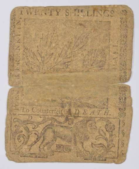 1759 Colonial Delaware 20 Shillings Note