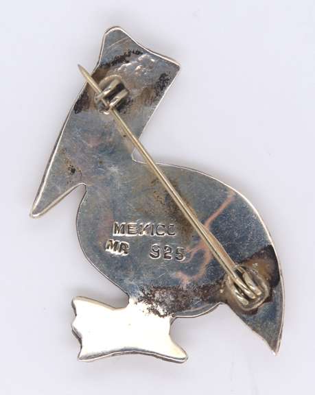 Vintage Sterling Silver Mexico Pelican Brooch