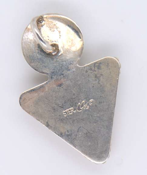 Vintage Sterling Silver Signed Turquoise Pendant