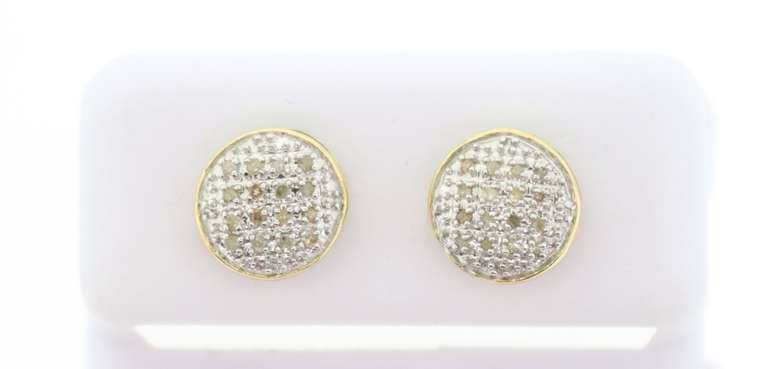 Elegant Round Diamond Clustered Earrings with 10k Yellow Gold