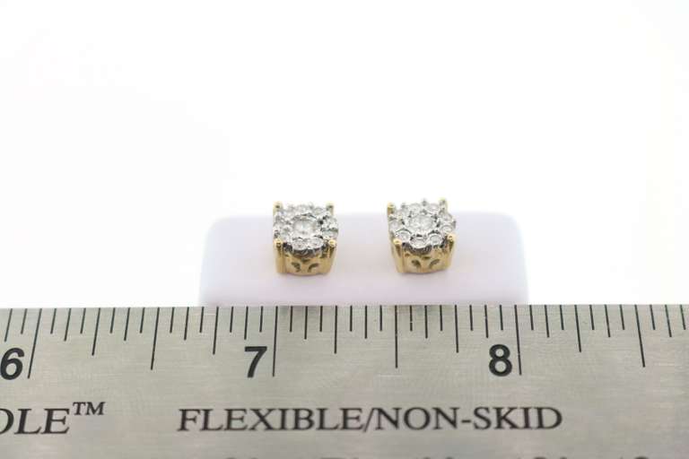 Traditional Halo Diamond Earrings with 10k Yellow Gold
