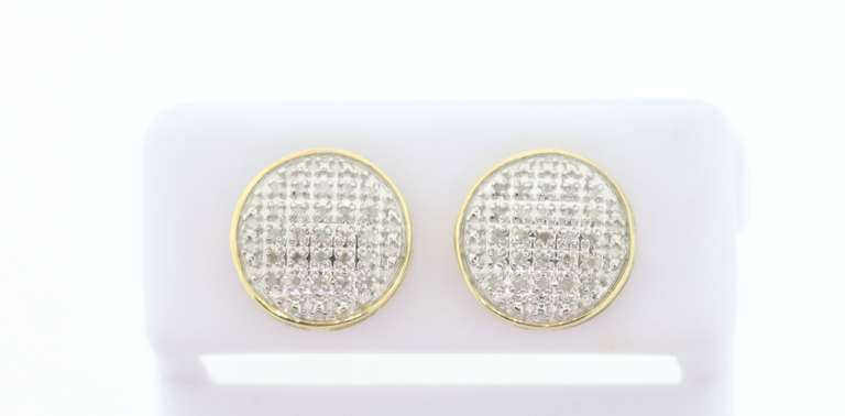 Elegant Round Diamond Clustered Earrings with 10k Yellow Gold