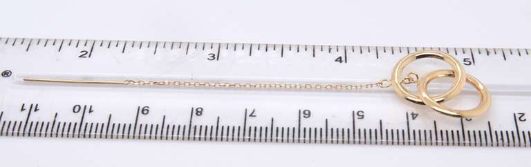 Simple Yellow Gold Double Circle Threaders Earrings