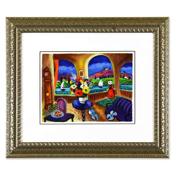 Shlomo Alter, "Spanish Guitar" Framed Limited Edition Serigraph, Numbered 162/495 and Hand Signed with Letter of Authenticity.