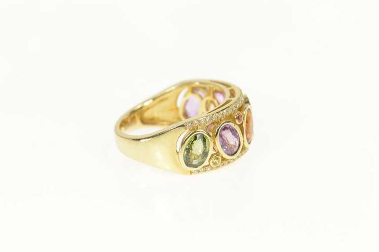 14K Yellow Gold Effy Amethyst Citrine Peridot Diamond Band Ring