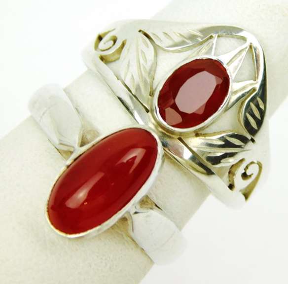 2 Sterling Silver Carnelian Rings
