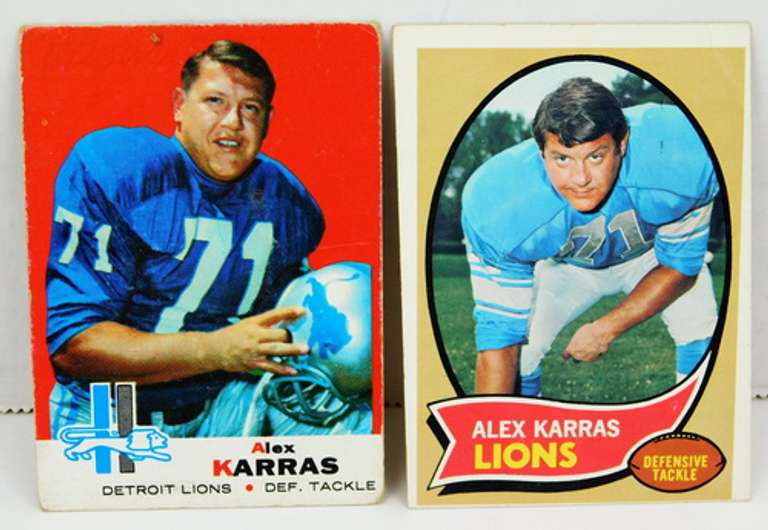 2 Alex Karras Topps Football Cards