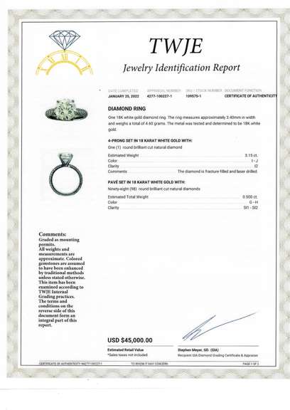 3.65ctw RBC and Pave Diamond Engagement Ring in 18k