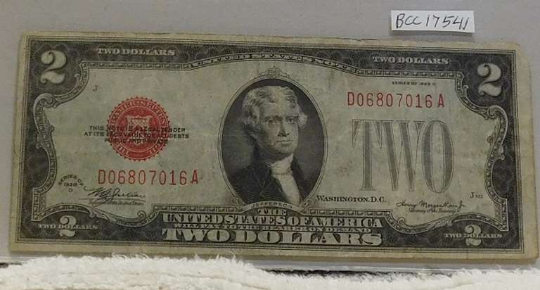 1928-D US Note $2. Red Seal
