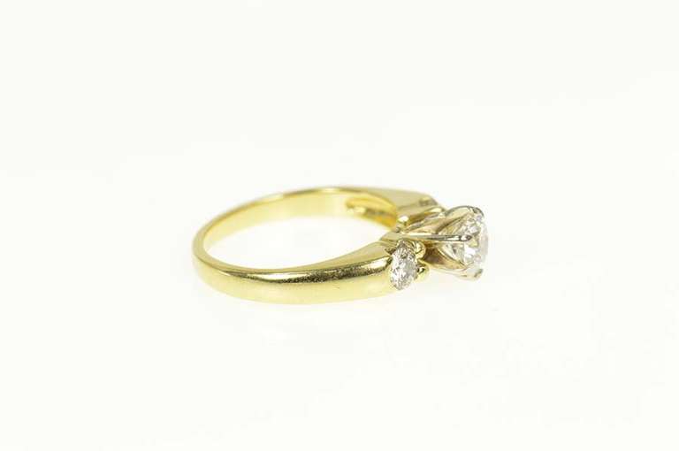14K Yellow Gold 0.95 Ctw Classic Three Diamond Engagement Ring