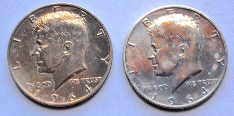 2 Heavy Toned 1964  BU Kennedy Halves