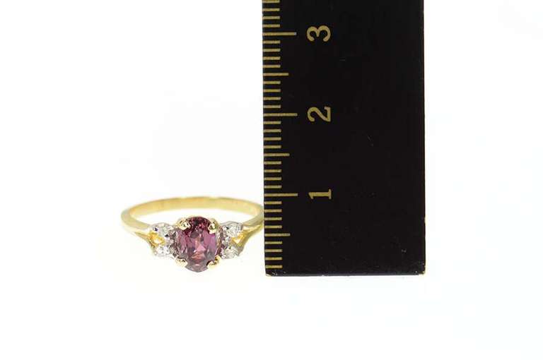 14K Yellow Gold Oval Garnet Diamond Accent Statement Ring