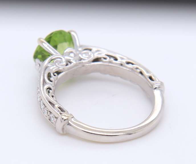 Fantastic White Gold 1.60ct Peridot in Moissanite Semi Mount Ring
