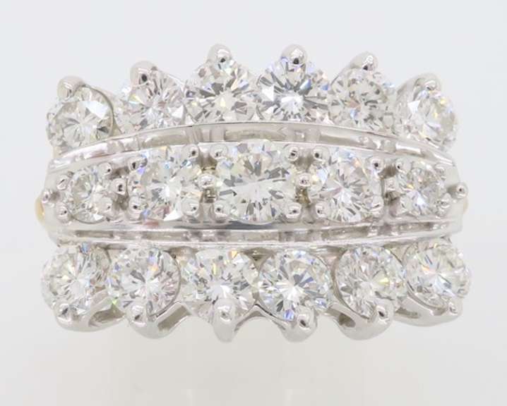 Three Row 3.98ctw Diamond Cocktail Ring