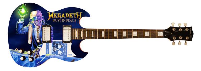 Megadeth Dave Mustaine Signed Rust In Peace Custom Photo Graphics Guitar ACOA