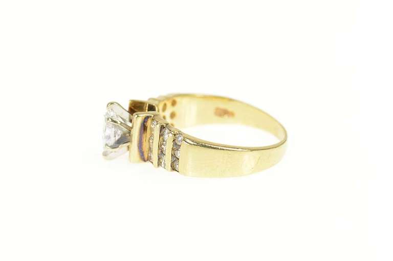 14K Yellow Gold 0.91 Ctw Marquise Diamond Engagement Ring