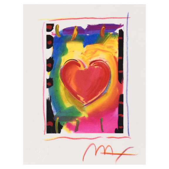 Peter Max, "Heart Series I" Framed Limited Edition Lithograph, Numbered 119/300 and Hand Signed with Certificate of Authenticity.