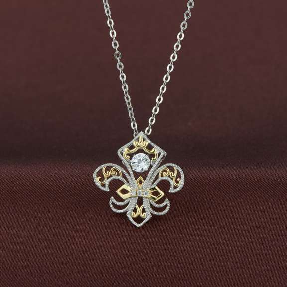 Fleur-di-lis Two tone Silver pendant