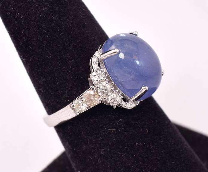 Fantastic 8.87CTS Tanzanite and 0.40CTW Diamond Ring in Sterling Silver