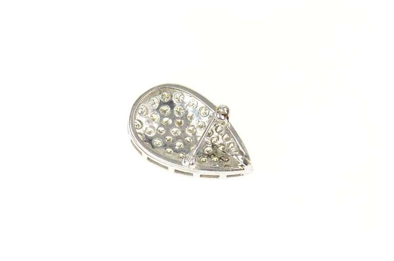 14K White Gold 2.00 Ctw Pave Diamond Pear Tear Drop Pendant/Pin