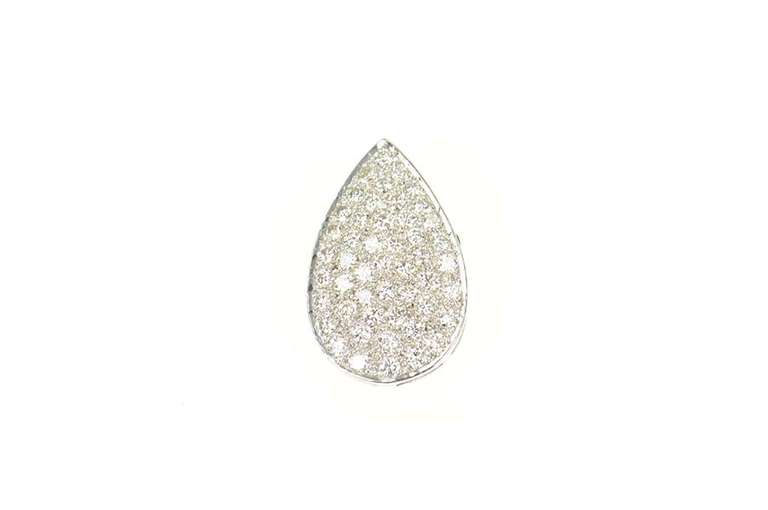 14K White Gold 2.00 Ctw Pave Diamond Pear Tear Drop Pendant/Pin