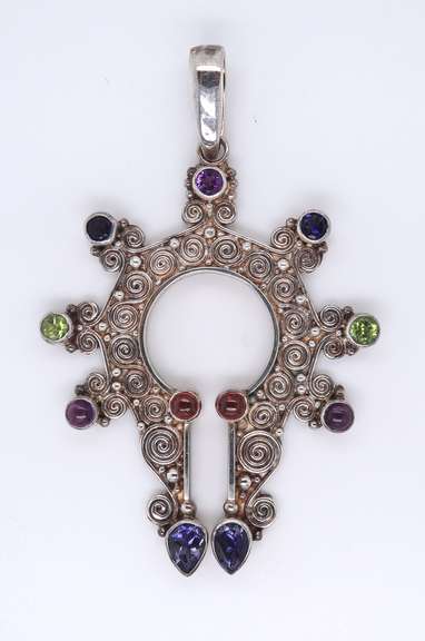 Vintage Sterling Silver Signed Gemstone Pendant