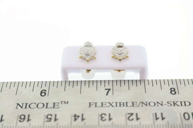 Diamond Encrusted Heart Earrings with 10k Yellow Gold