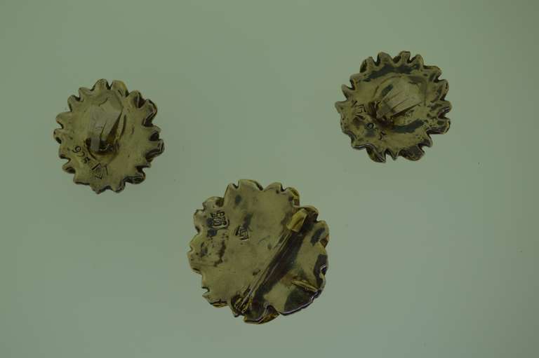 Sterling silver Flower Burst Set Of Pin/Earrings