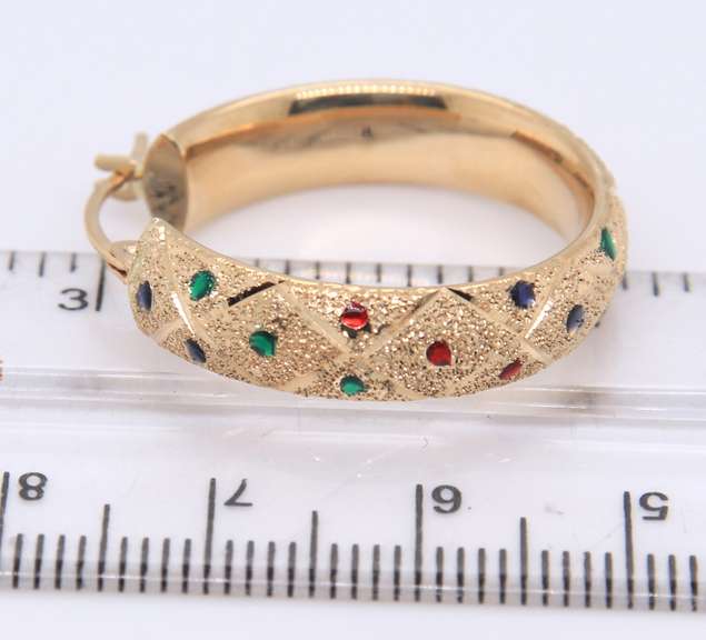 Nice Yellow Gold Enamel Dot Earrings