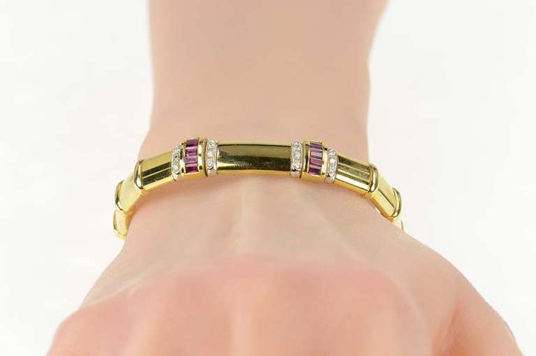18K Yellow Gold 1.36 Ctw Roberto Demeglio Ruby Diamond Bracelet