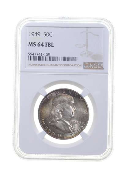 MS64 FBL 1949 Franklin Half Dollar - Graded NGC