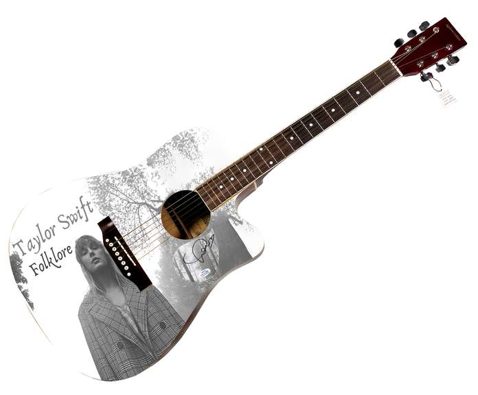 Taylor Swift Folklore Autographed Signed Custom Photo Graphics Guitar ACOA