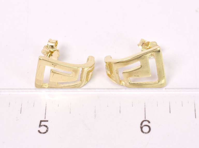 Gorgeous Greek Key Earrings in 14K Yellow Gold