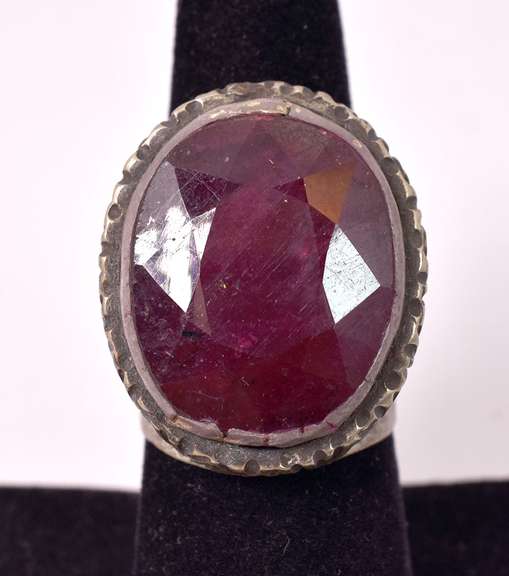 Fabulous Massive 16.09CTS Natural Ruby Ring in Sterling Silver