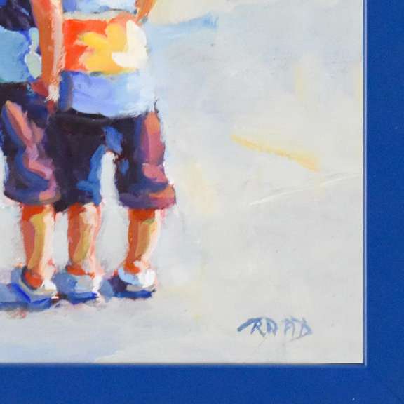 Lucelle Raad, "A Day At the Seaside" Framed Original Acrylic Painting on Board, Hand Signed with Letter of Authenticity.